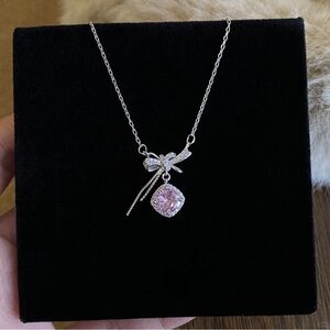 Elegant Silver and Pink Pendant Necklace